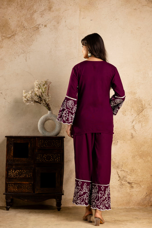 Tunic Palazzo Co-ord Set - SF034RED