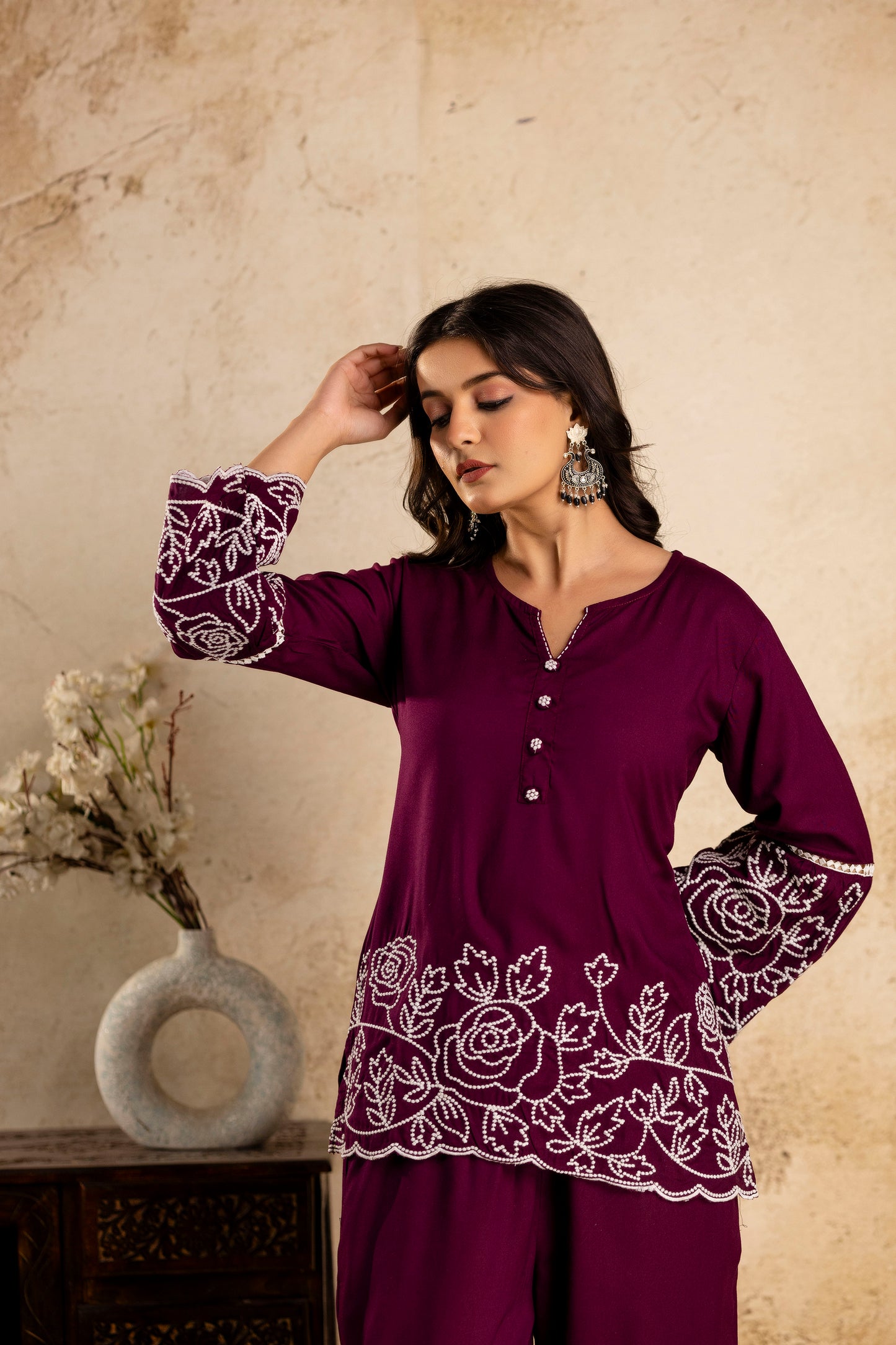 Tunic Palazzo Co-ord Set - SF034RED