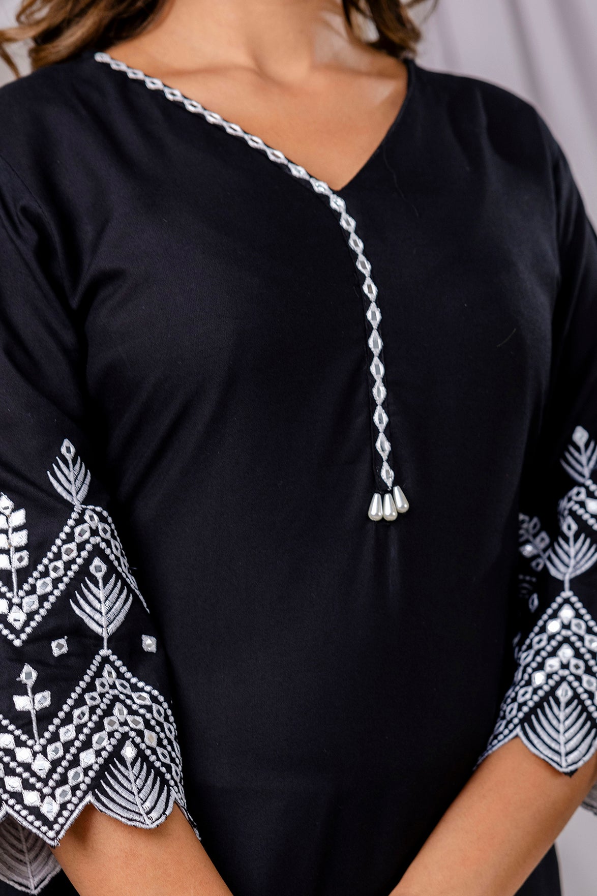 Viscose Rayon Kurta Pant Set - SF018BLK