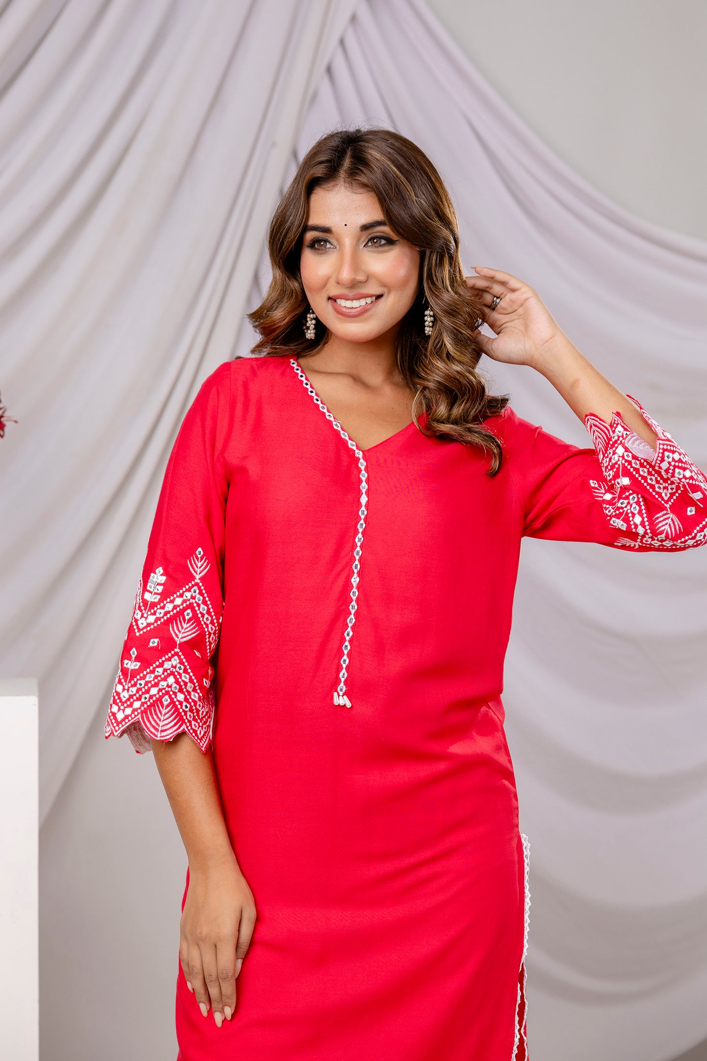 Women Viscose Rayon Kurta Pant Set - SF018PNK