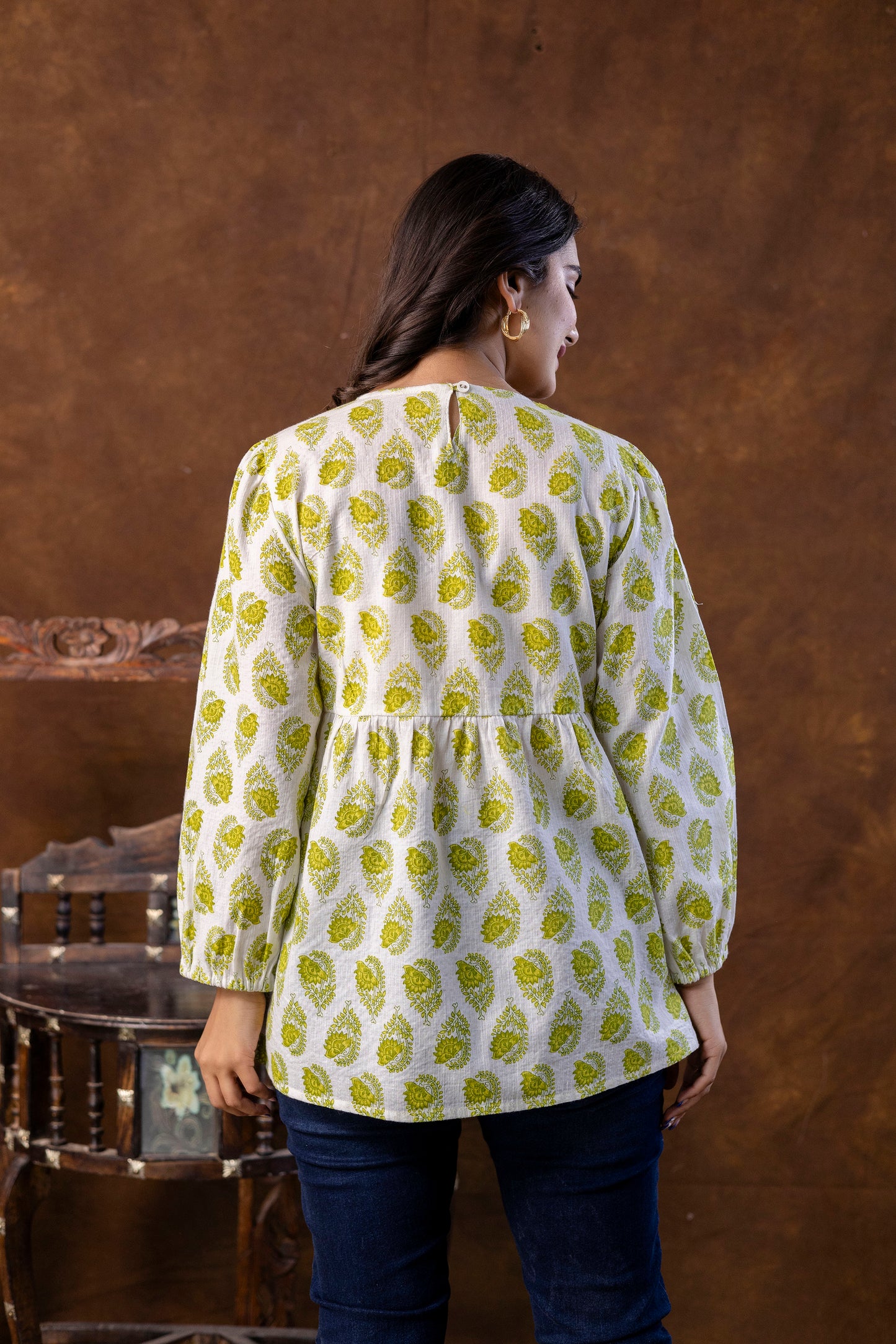 Casual Regular Sleeves Printed Top - SF001GRN