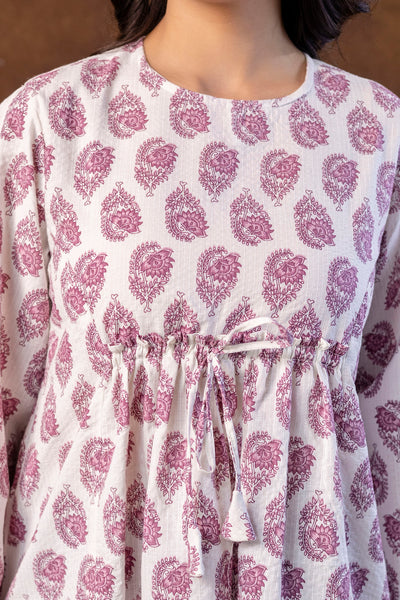 Casual Regular Sleeves Printed Purple Top