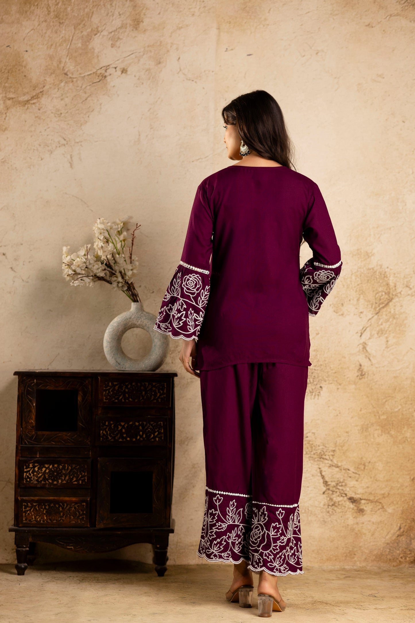 Tunic Palazzo Co-ord Set - SF034RED