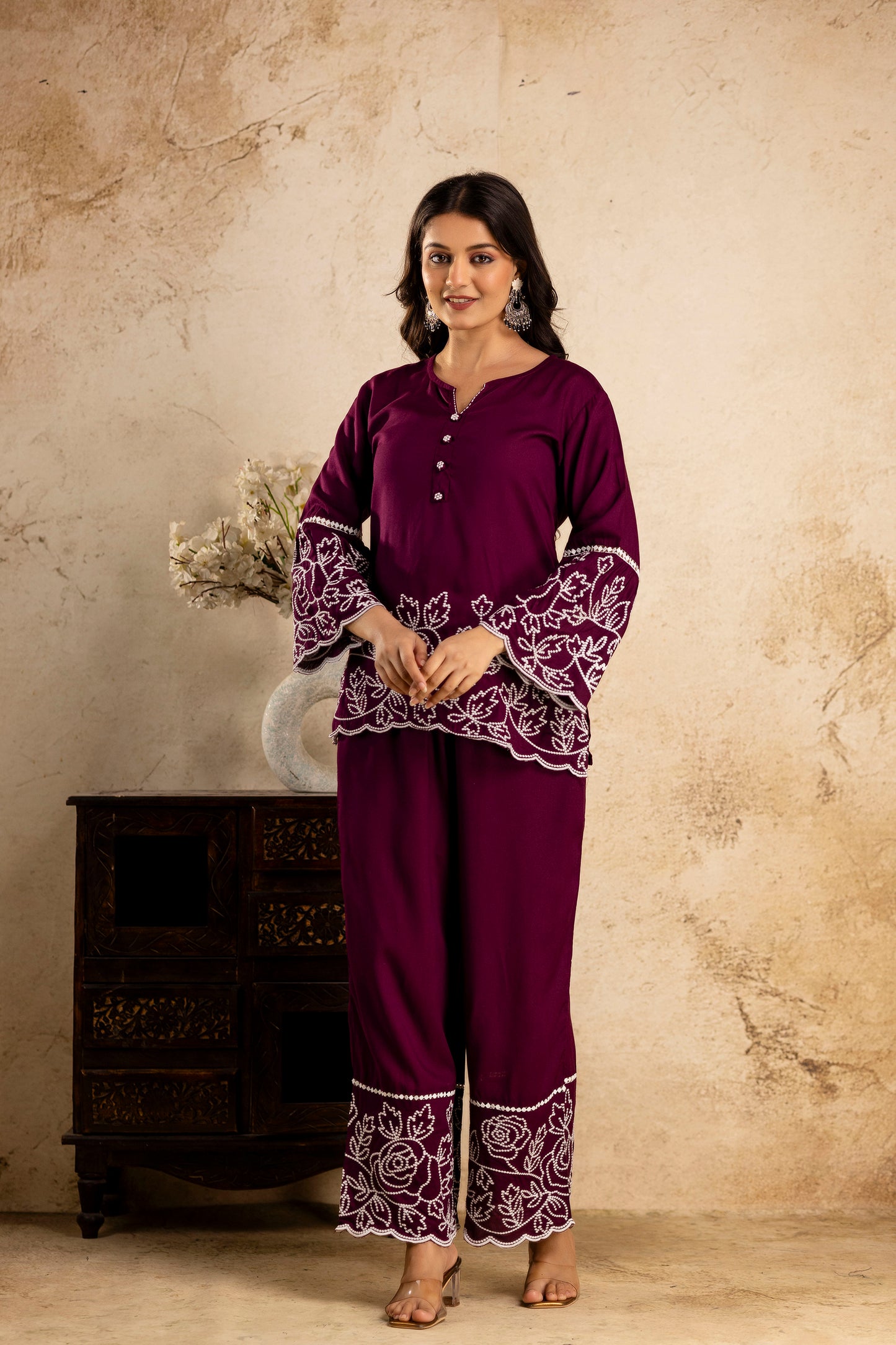 Tunic Palazzo Co-ord Set - SF034RED