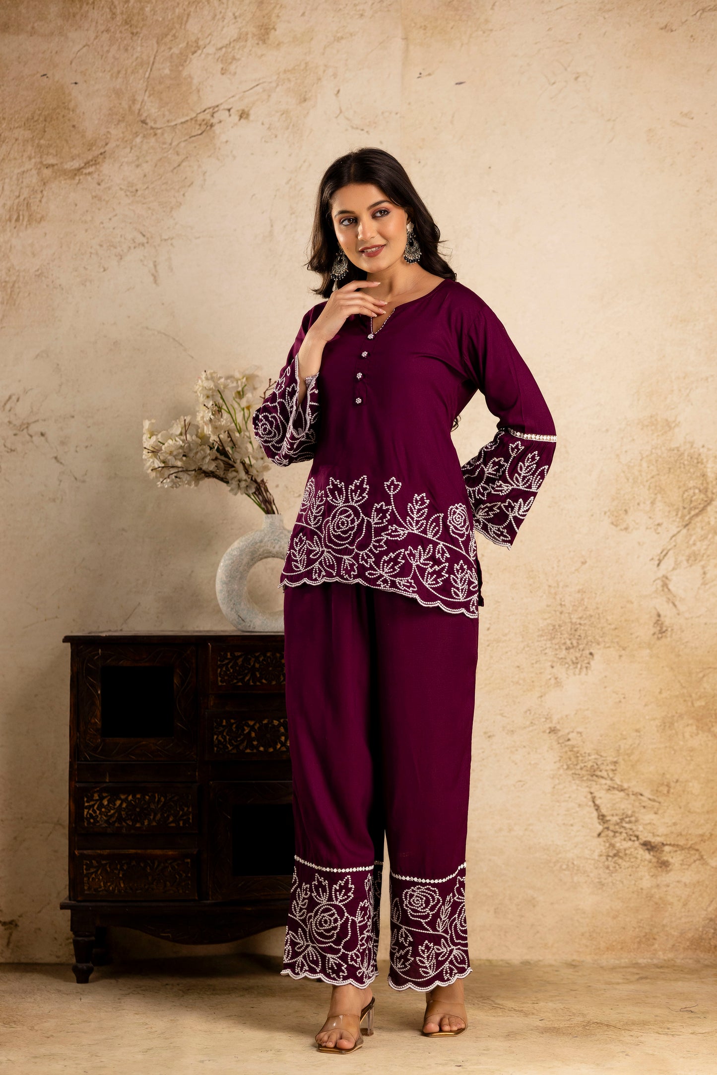 Tunic Palazzo Co-ord Set - SF034RED