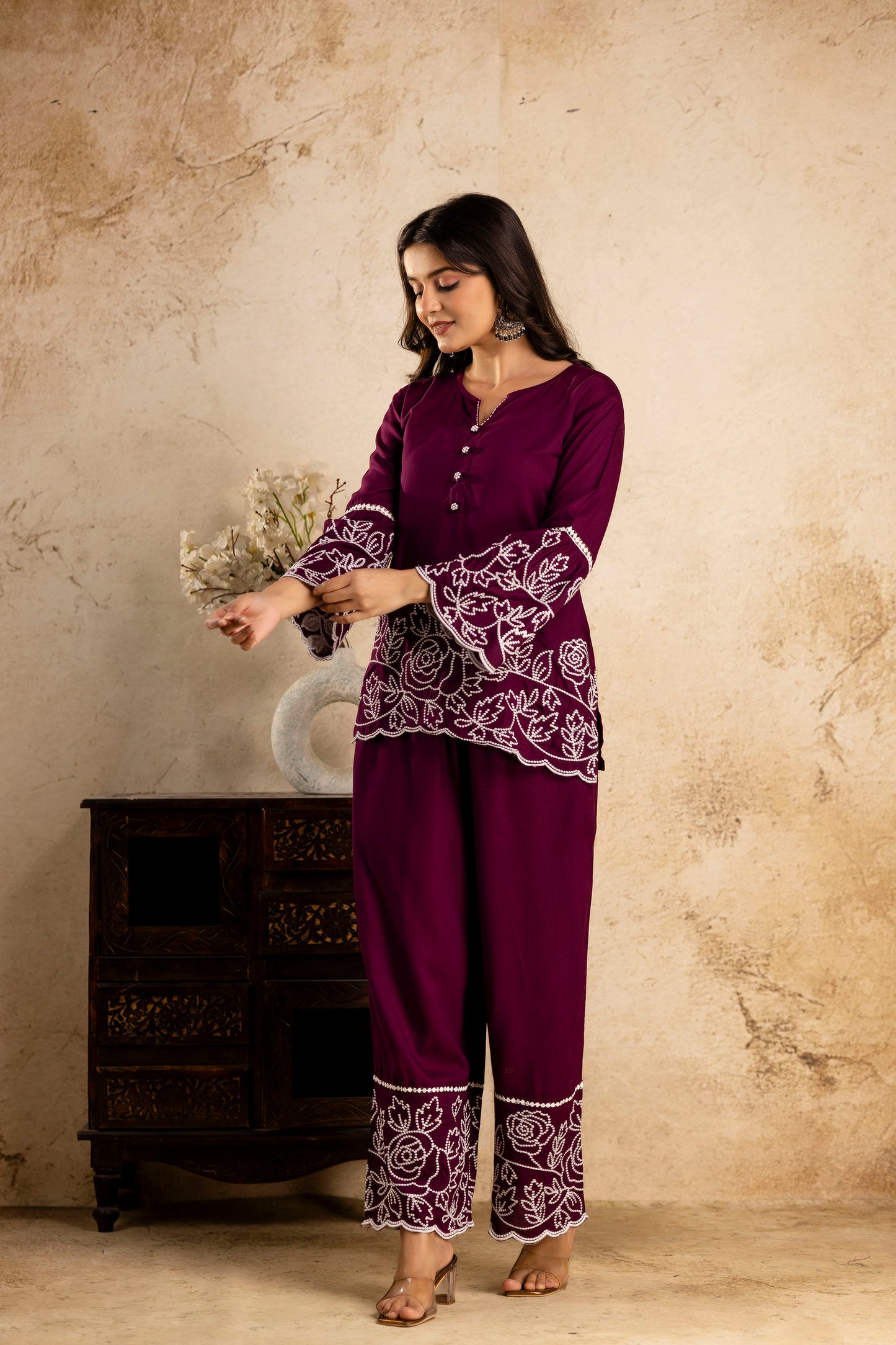 Tunic Palazzo Co-ord Set - SF034RED