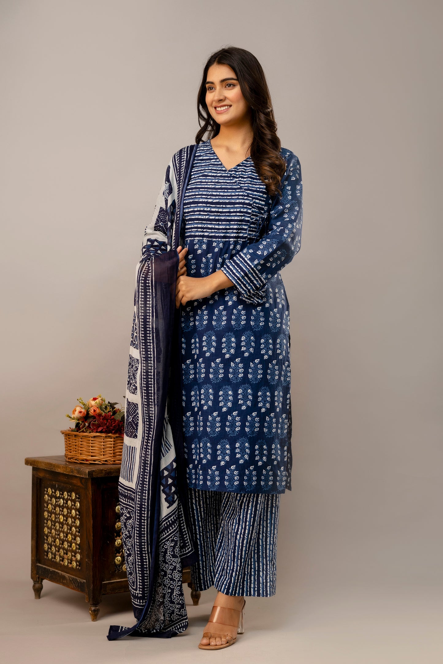 Kurta Palazzo Dupatta Set - SF042BLU