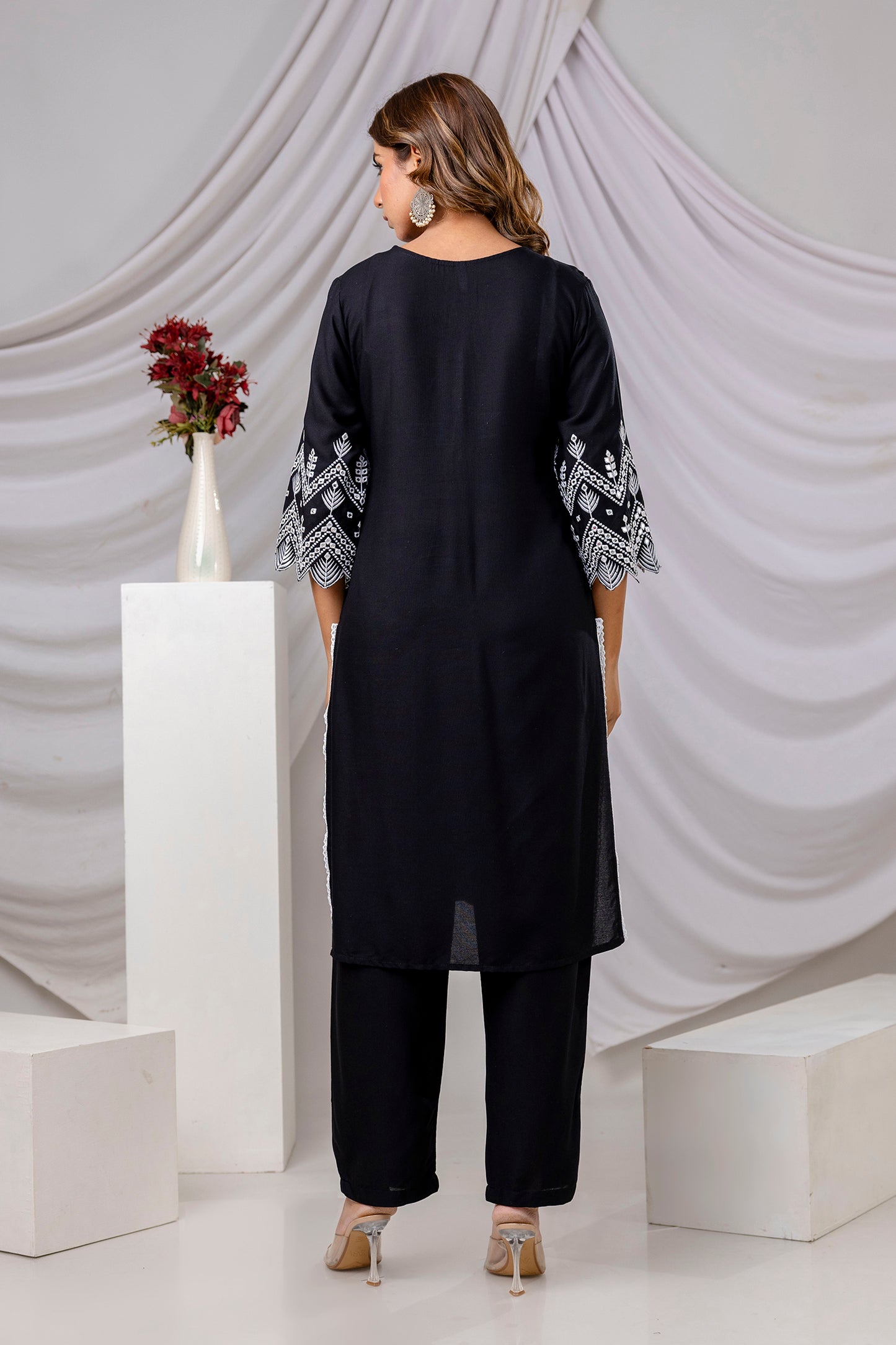 Viscose Rayon Kurta Pant Set - SF018BLK