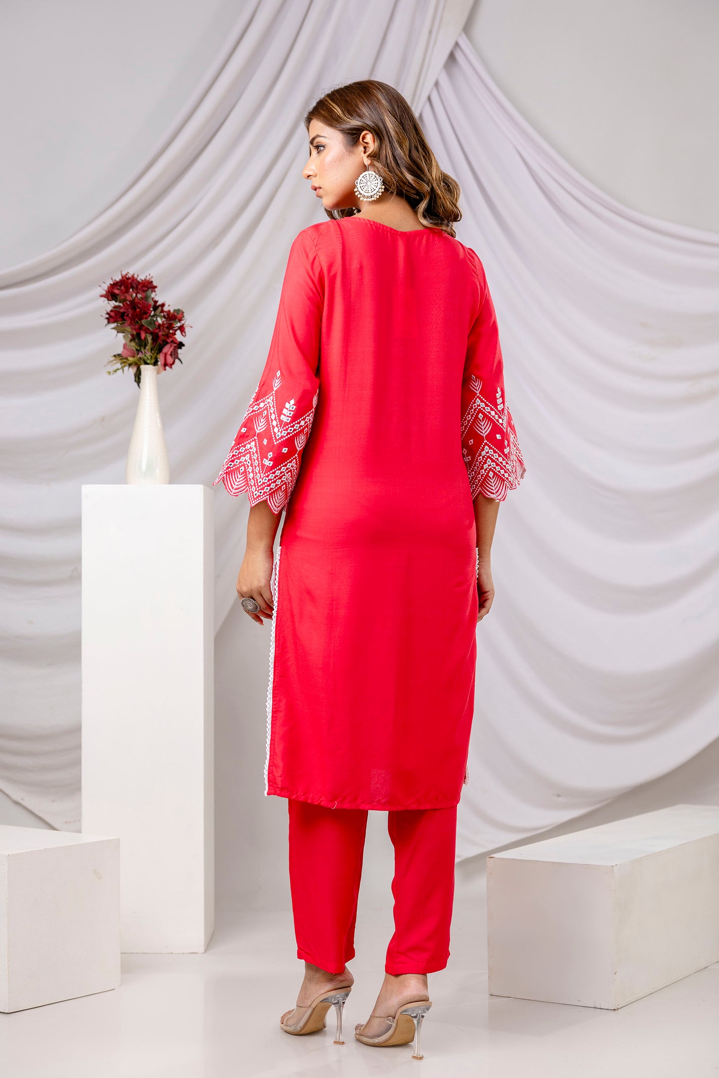 Women Viscose Rayon Kurta Pant Set - SF018PNK