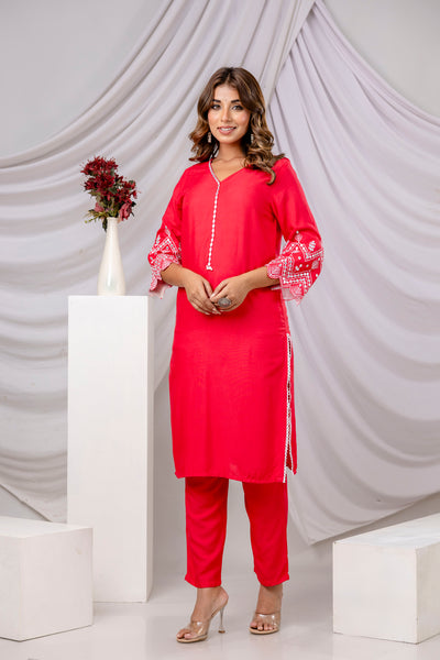 Women Viscose Rayon Kurta Pant Set