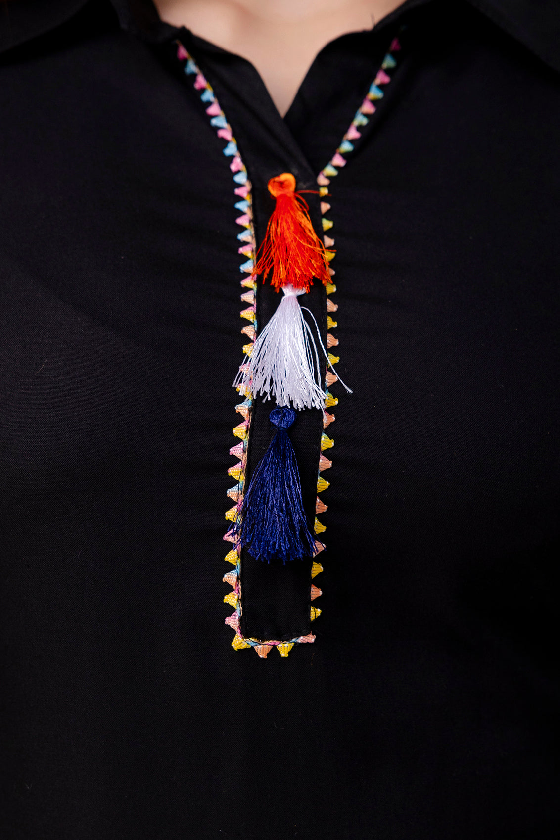 Rayon Solid Co-Ord Set with Beautiful Aari Work - SF030BLK