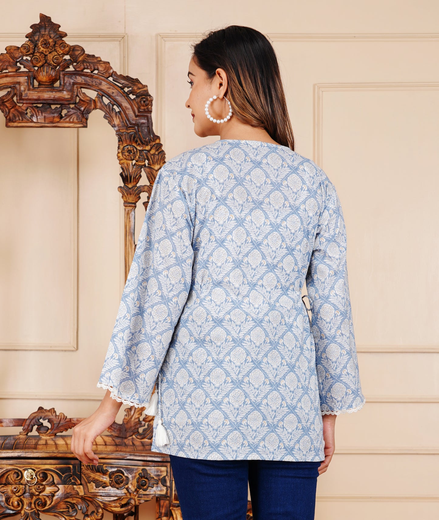 Cotton Printed Full Sleeve Short Kurti - SF030LVN