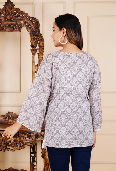Cotton Printed Full Sleeve Short Kurti