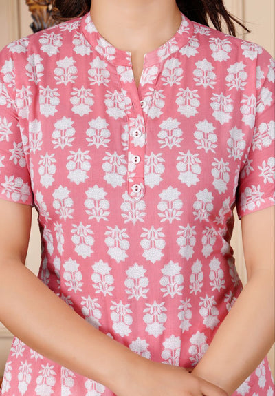 Women's Cotton Floral Printed Night Pyjama Set