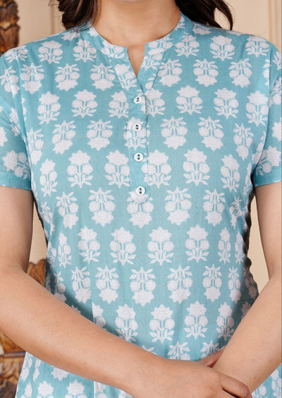 Women's Cotton Floral Printed Night Pyjama Set