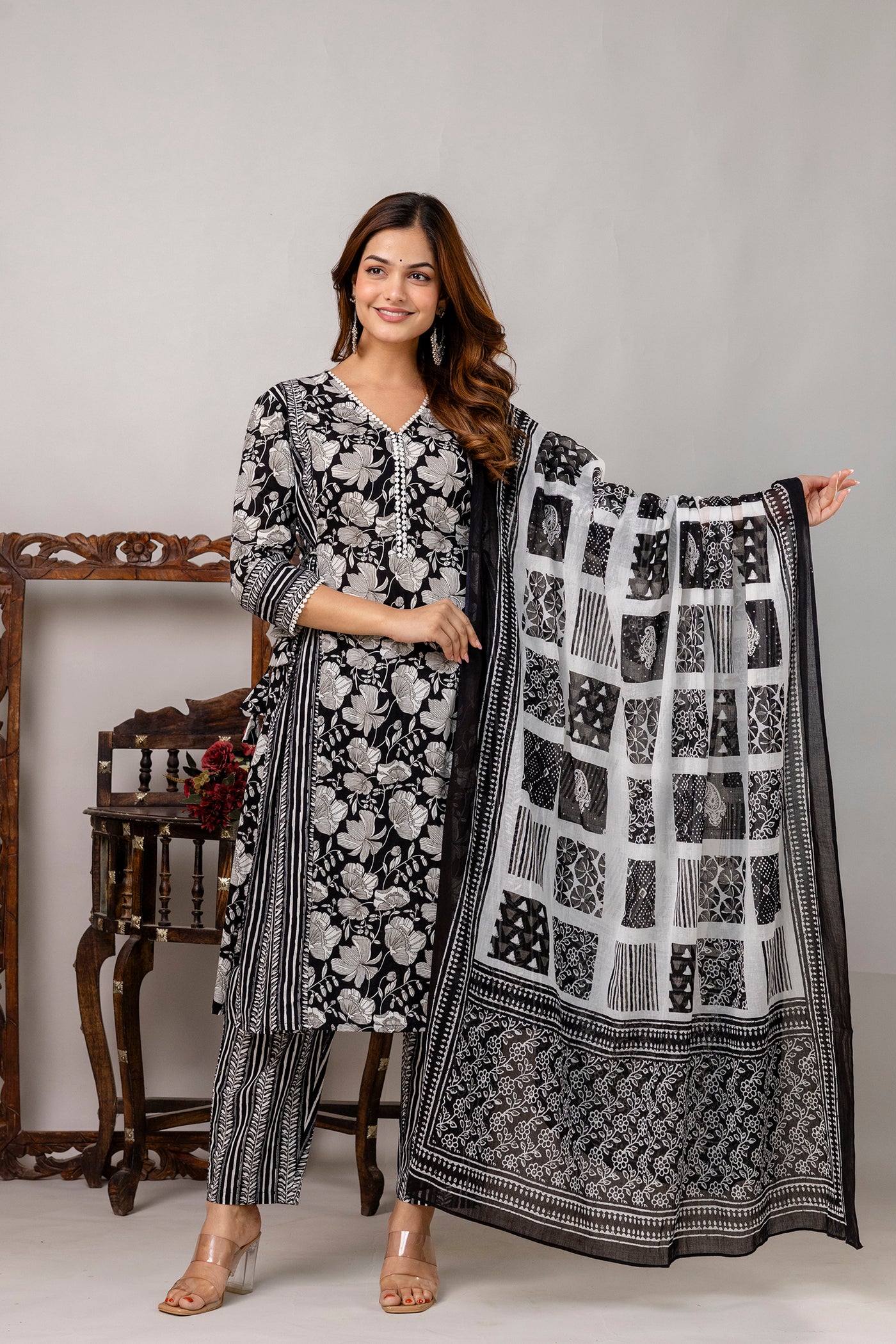 Cotton Kurta Pant Dupatta Set