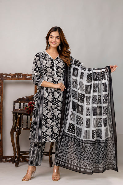 Cotton Kurta Pant Dupatta Set