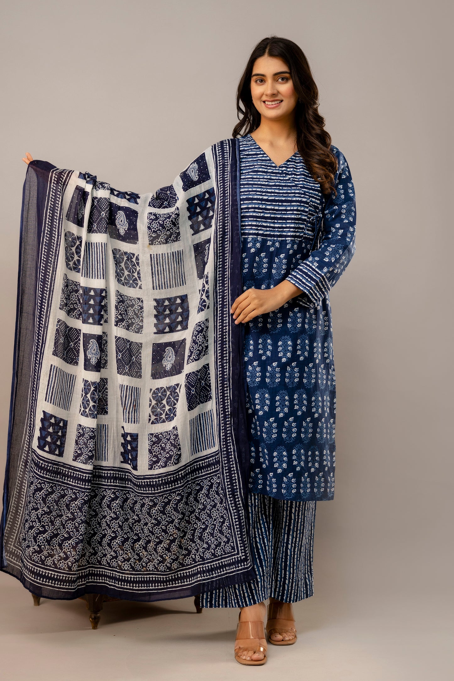 Kurta Palazzo Dupatta Set - SF042BLU