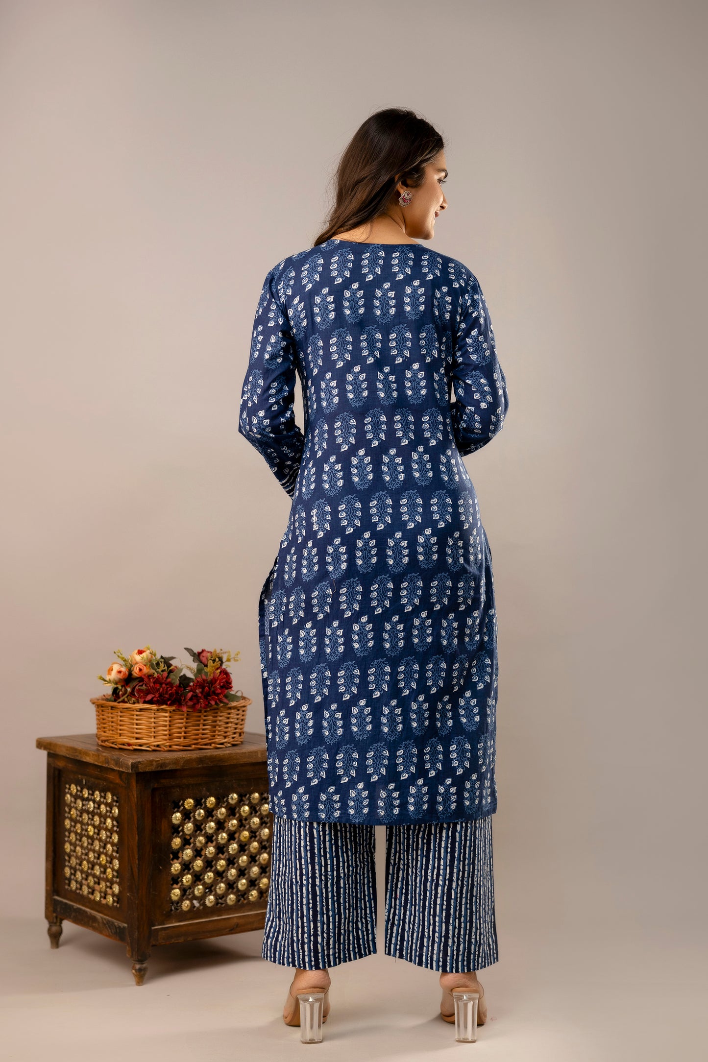 Kurta Palazzo Dupatta Set - SF042BLU