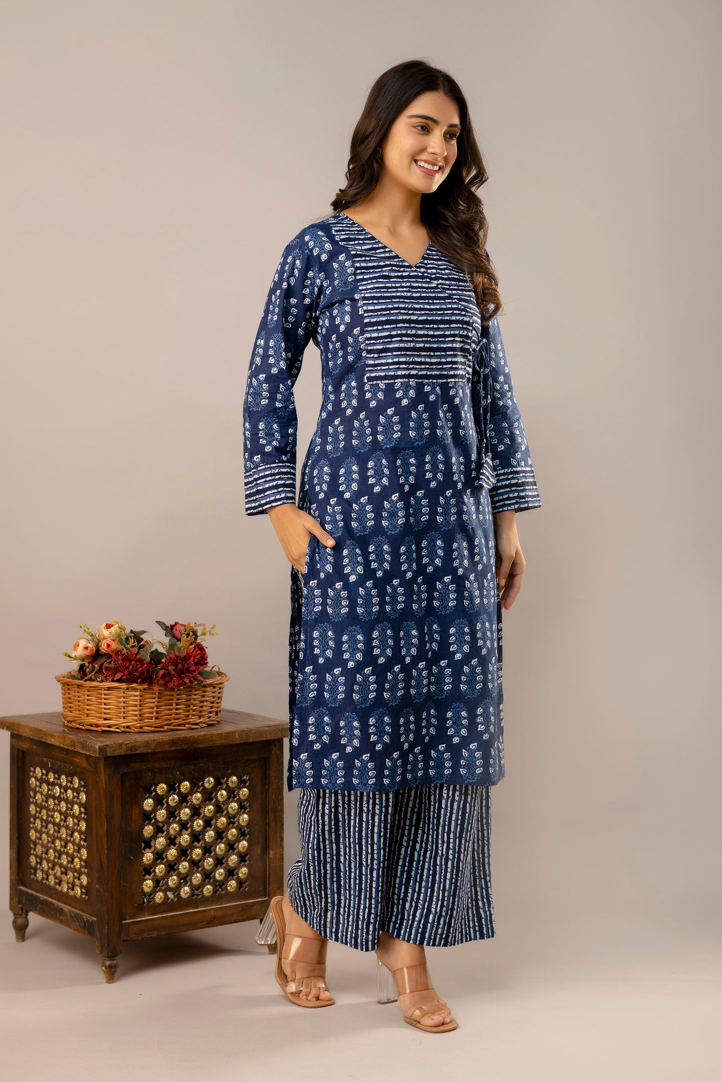 Kurta Palazzo Dupatta Set - SF042BLU