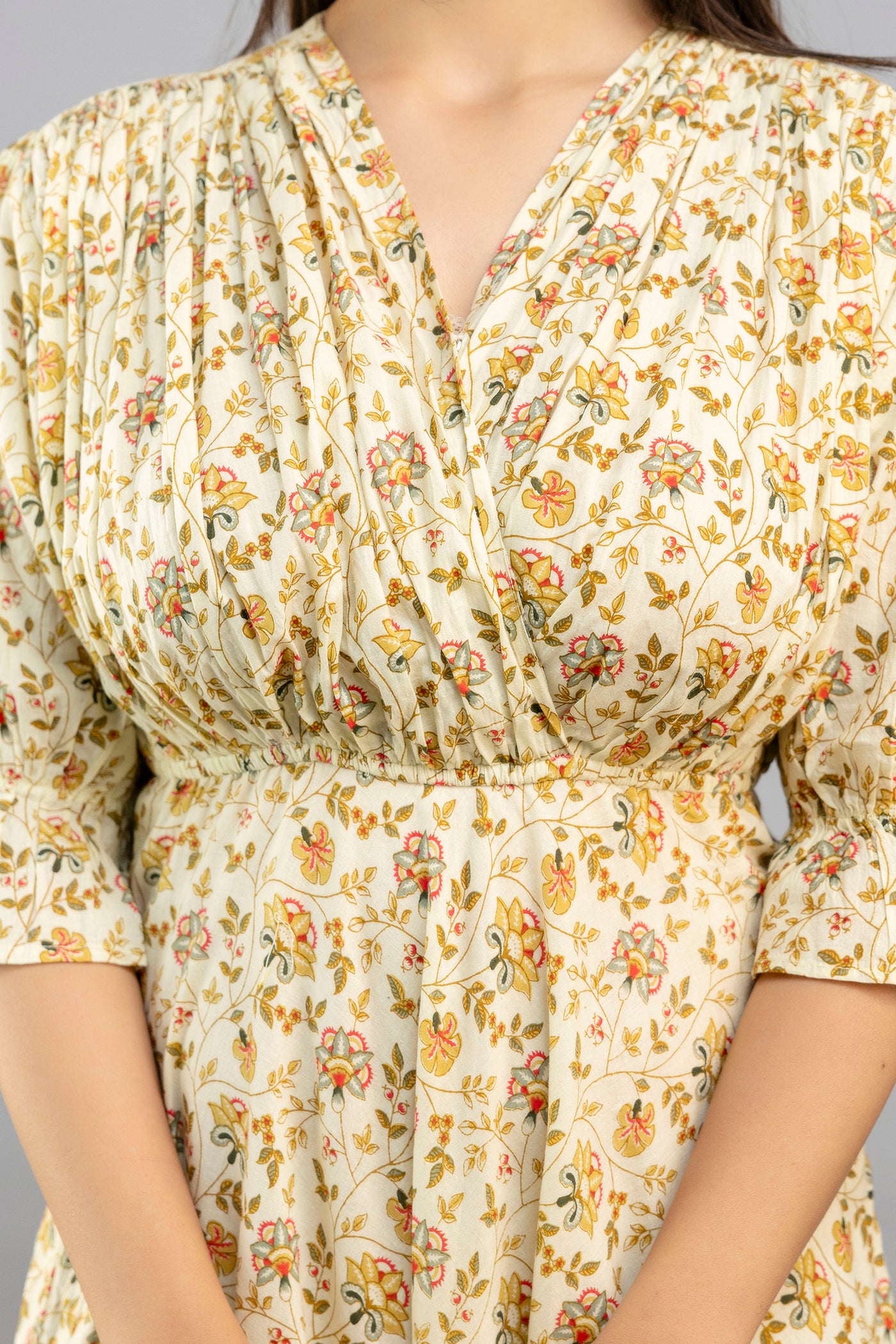 Women Gown Beige Calf Length Dress