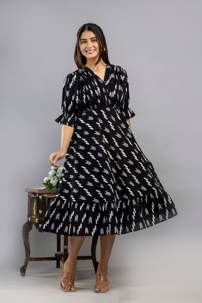 Women Gown Black Midi Length Dress
