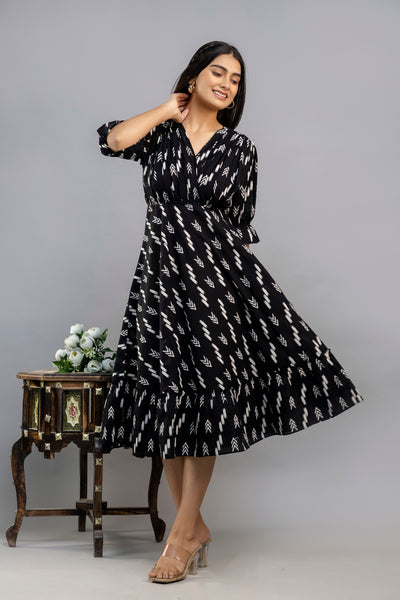 Women Gown Black Midi Length Dress
